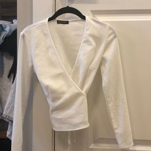 American apparel low cut long sleeve wrap top